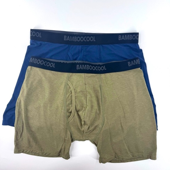 BAMBOO COOL 2 Pair Men's Boxer Briefs - Navy and Olive/ Tan - Picture 5 of 10
